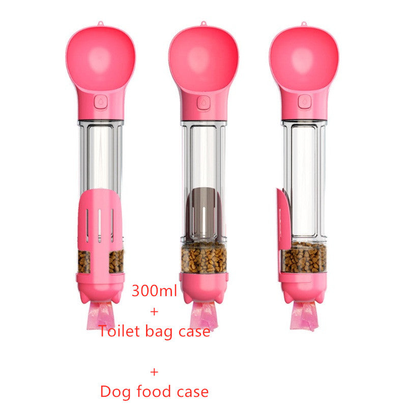 Pet Water Bottle-Feeder Bowl-Garbage Bag Storage-Portable Pet Outdoor Travel 3 In 1 Dog Water Bottle