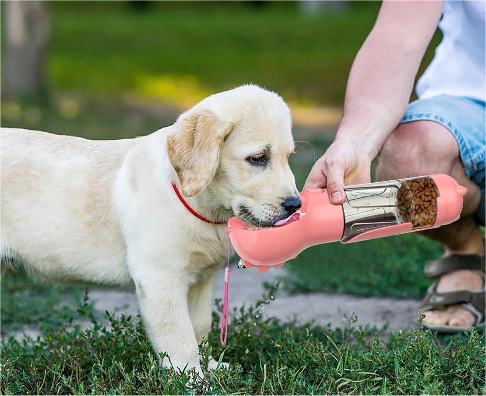 Pet Water Bottle-Feeder Bowl-Garbage Bag Storage-Portable Pet Outdoor Travel 3 In 1 Dog Water Bottle